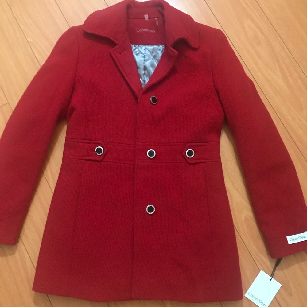 CALVIN KLEIN Women's Petite Button Front Wool Coat